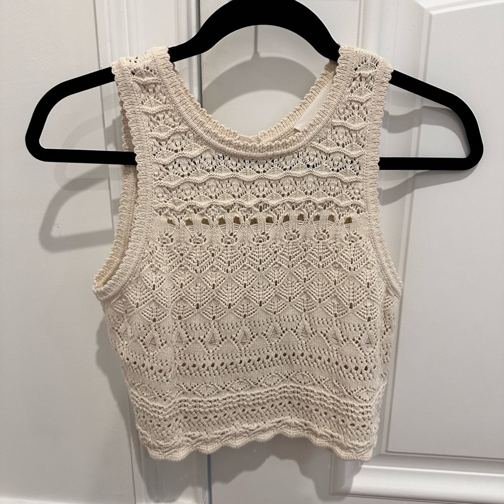 Ba&sh Pierce Crochet Knit Top - Worn Once - Ivory Size XS
